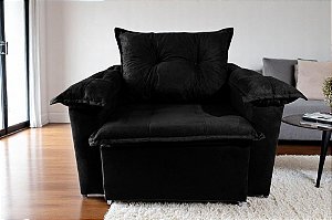 Poltrona Paris Retrátil 1 Lugar Braço De Pillow Preto