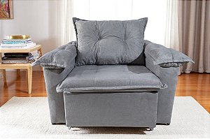 Poltrona Paris Retrátil 1 Lugar Braço De Pillow Cinza