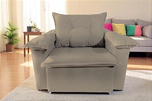 Poltrona Paris Retrátil 1 Lugar Braço De Pillow Bege Claro