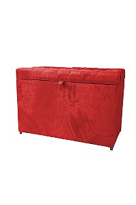 Puff Baú Retangular Estofado Com Pistão á Gás Para Sala, Quarto e recepção - Vermelho