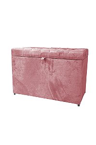 Puff Baú Retangular Estofado Com Pistão á Gás Para Sala, Quarto e recepção - Rosa Claro