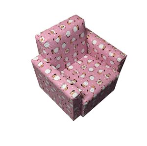 Mini Sofá Poltrona Infantil Estofado - Ovelinha Rosa