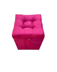 Puff Baú Quadrado Estofado 1 lugar 36x36 cm - Rosa Pink Choque