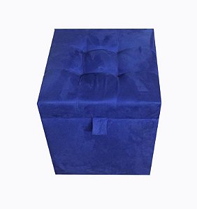 Puff Baú Quadrado Estofado 1 lugar 36x36 cm - Azul Royal