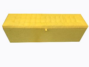Recamier Puff Baú Beira de Cama Box Padrão 1,38 cm Quarto - Amarelo