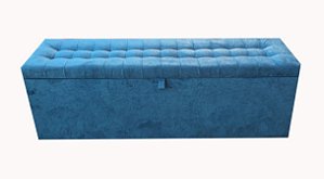 Recamier Puff Baú Beira de Cama Box Padrão 1,38 cm Quarto - Azul