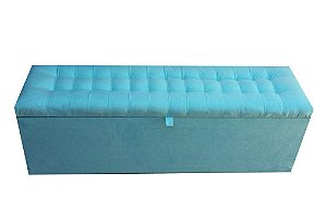 Recamier Puff Baú Beira de Cama Box Padrão 1,38 cm Quarto - Azul Claro Tiffany