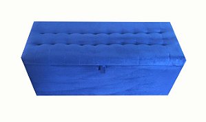 Recamier Puff Baú Retangular Beira de Cama Solteiro 90 cm - Azul Royal Bic