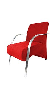 Poltrona Decorativa Com Braços em Alumínio Para Sala, Recepção e Escritórios - Vermelho