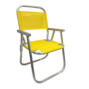 Cadeira alta de praia, piscina, pesca entre outros - 100% alumínio - Amarelo