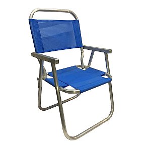 Cadeira alta de praia, piscina, pesca entre outros - 100% alumínio - Azul
