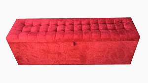 Recamier Puff Baú Beira de Cama Box Queen Size 1,58 cm Quarto - Vermelho