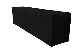 Puff Baú Laís 160 cm Para Cama de Casal Queen Size - Preto