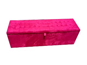 Recamier Puff Baú Beira de Cama Box Queen Size 1,58 cm Quarto - Rosa Pink Choque