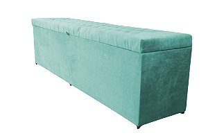 Puff Baú Laís 160 cm Para Cama de Casal Queen Size - Azul Tiffany