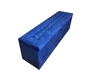 Recamier Puff Baú Beira de Cama Box Queen Size 1,58 cm Quarto - Azul Royal