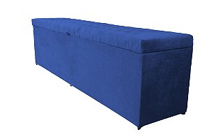 Puff Baú Laís 160 cm Para Cama de Casal Queen Size - Azul Royal