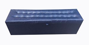 Recamier Puff Baú Beira de Cama Box Queen Size 1,58 cm Quarto - Azul Marinho Corino