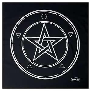 Toalha Wicca Pentagrama Em Seda Preto e Prata Toalha Tarô