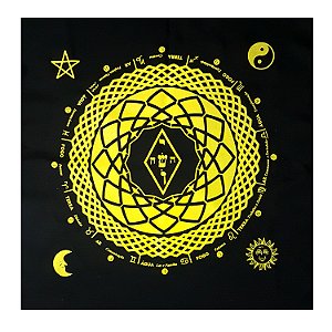 Toalha para Tarô Elemental 4 elementos com Brilho Amarela