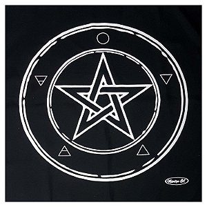 Toalha Wicca Pentagrama Toalha Tarô com Brilho Pto/Bco 70CM