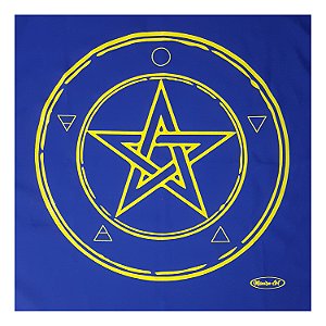 Toalha Wicca Pentagrama Toalha Tarô com Brilho Azul Am 70CM