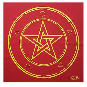 Toalha Wicca Pentagrama Toalha Tarô Vermelha com Brilho 70CM