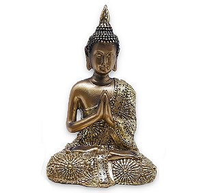 Buda Tailandês Yoga Orando Buda Cobre Brilhante 12 cm