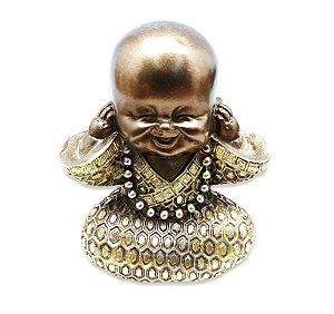 Estátua Buda Surdinho Estatueta Monge 9 cm Dourado