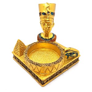 Incensário Vareta Egípcio Rei Egípcio c/ Porta Velas Dourado