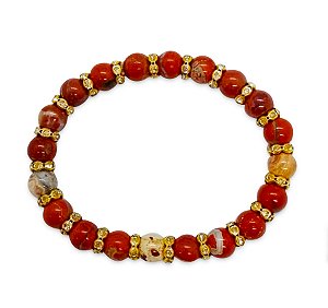 Pulseira  de Pedras Naturais Jasper Vermelha