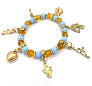 Pulseira Orixá Logunedé Riqueza Umbanda Candomblé Ajustável