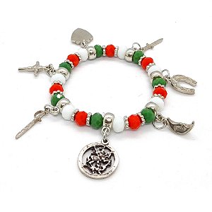 Pulseira São Jorge Vermelha Verde e Vermelha Ajustável