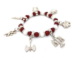 Pulseira Xangô Orixás Umbanda Ajustável Branca e Marrom
