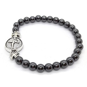 Pulseira Hematita Ajustável Pulseira da Fé Hematita Cinza