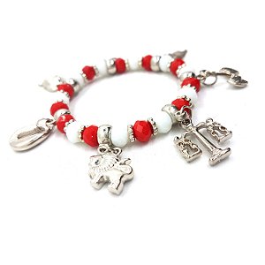 Pulseira Xangô Orixás Umbanda  Ajustável Branca e Vermelha