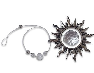 Fio de Luz Sol com Cristal facetado Decorativo Metal