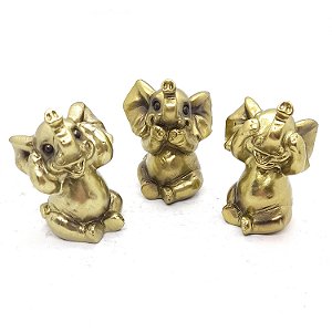 Trio Ganesha da Sorte Hindu Não Vejo Falo Ouço Bronze