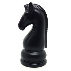 Enfeite Peça de Xadrez em Porcelana Preta Cavalo 12cm