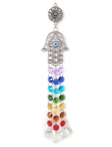 Móbile Mão Hamsá Olho Grego 7 Chakras Equilíbrio e Proteção
