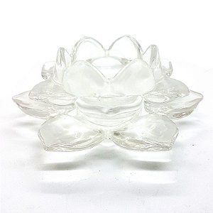 Porta Velas Vidro Flor de Lótus Enfeite Vidro Transparente