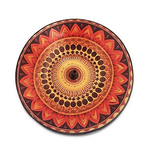 Incensário de Cerâmica Vareta Mandala Floral Espiritual 10cm