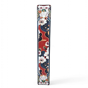 Incensário Gato Maneki-neko Floral Energia Espiritual 22 cm