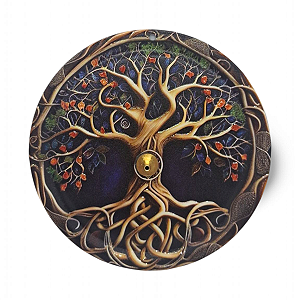 Incensário de Metal Vareta Árvore da Vida  Colorida imã 11cm