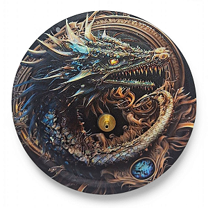 Incensário Metal Vareta Dragão Azul e Dourado Íman 11 cm