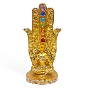 Incensário Yoga Sagrado Meditando na Torre 7 Chakras 15 cm