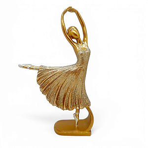Bailarina Brilhante Delicada Enfeite Decoração Resina 22 cm
