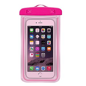 Capa de Celular Transparente Rosa Prova Dágua Universal
