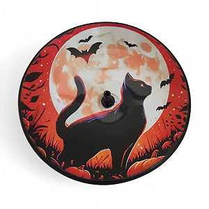 Incensário de Gato Preto Halloween Energia Espiritual 10 cm