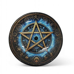 Incensário de Cerâmica Azul Wicca Proteção Espiritual 10cm